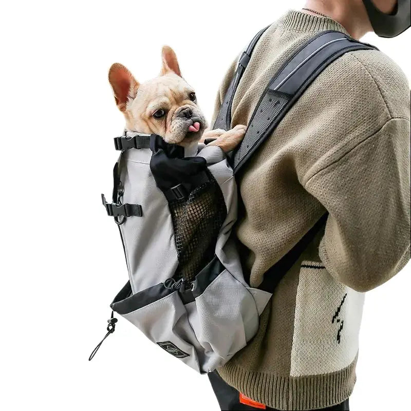 Pet Dog Double-Shoulder Carrier Backpack, Portable Polyester Animal Carrier Travel Bag for Dogs, Available in Red Blue Gray Black, S M L XL Sizes (80 Capacity)