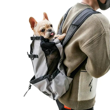 Pet Dog Double-Shoulder Carrier Backpack, Portable Polyester Animal Carrier Travel Bag for Dogs, Available in Red Blue Gray Black, S M L XL Sizes (80 Capacity)