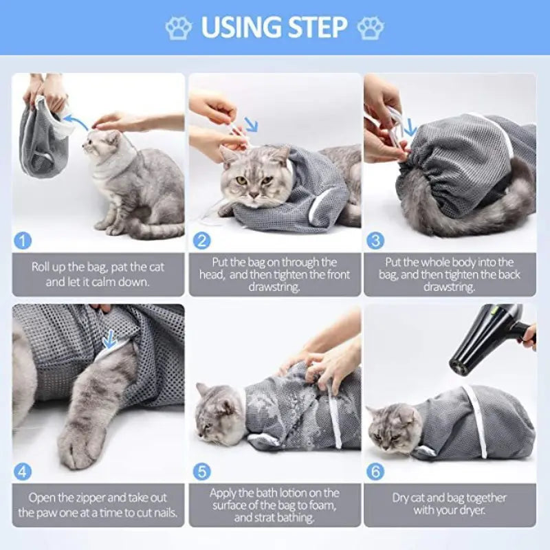 Third Generation Upgrade Cat Bath Bag, Pet Grooming Tool, Secure Dog & Cat Bathing Bag, Nail Trimming, Beauty, Medication Administration