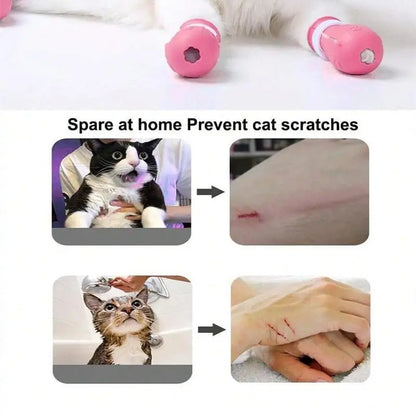 Cat Bathing Shoes – 4 Pairs per Box, Silicone Pet Paw Protectors Grooming Essentials for Dogs and Cats — Protects Paws during Baths, Prevents Scratching, Safe and Reliable.