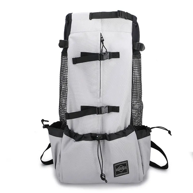 Pet Dog Double-Shoulder Carrier Backpack, Portable Polyester Animal Carrier Travel Bag for Dogs, Available in Red Blue Gray Black, S M L XL Sizes (80 Capacity)