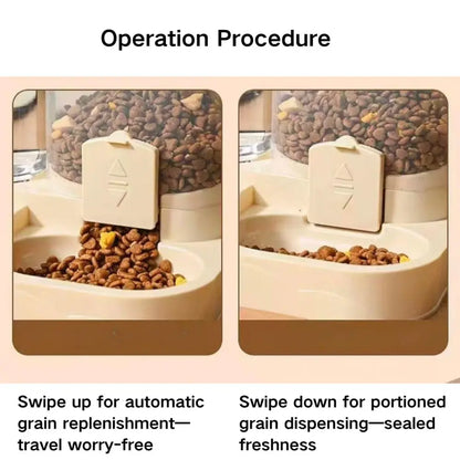 Automatic Cat Feeder and Water Dispenser Combo, Large Capacity Pet Food Storage Distributor, Essential Pet Supplies for Convenient Care