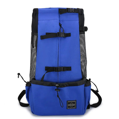 Pet Dog Double-Shoulder Carrier Backpack, Portable Polyester Animal Carrier Travel Bag for Dogs, Available in Red Blue Gray Black, S M L XL Sizes (80 Capacity)