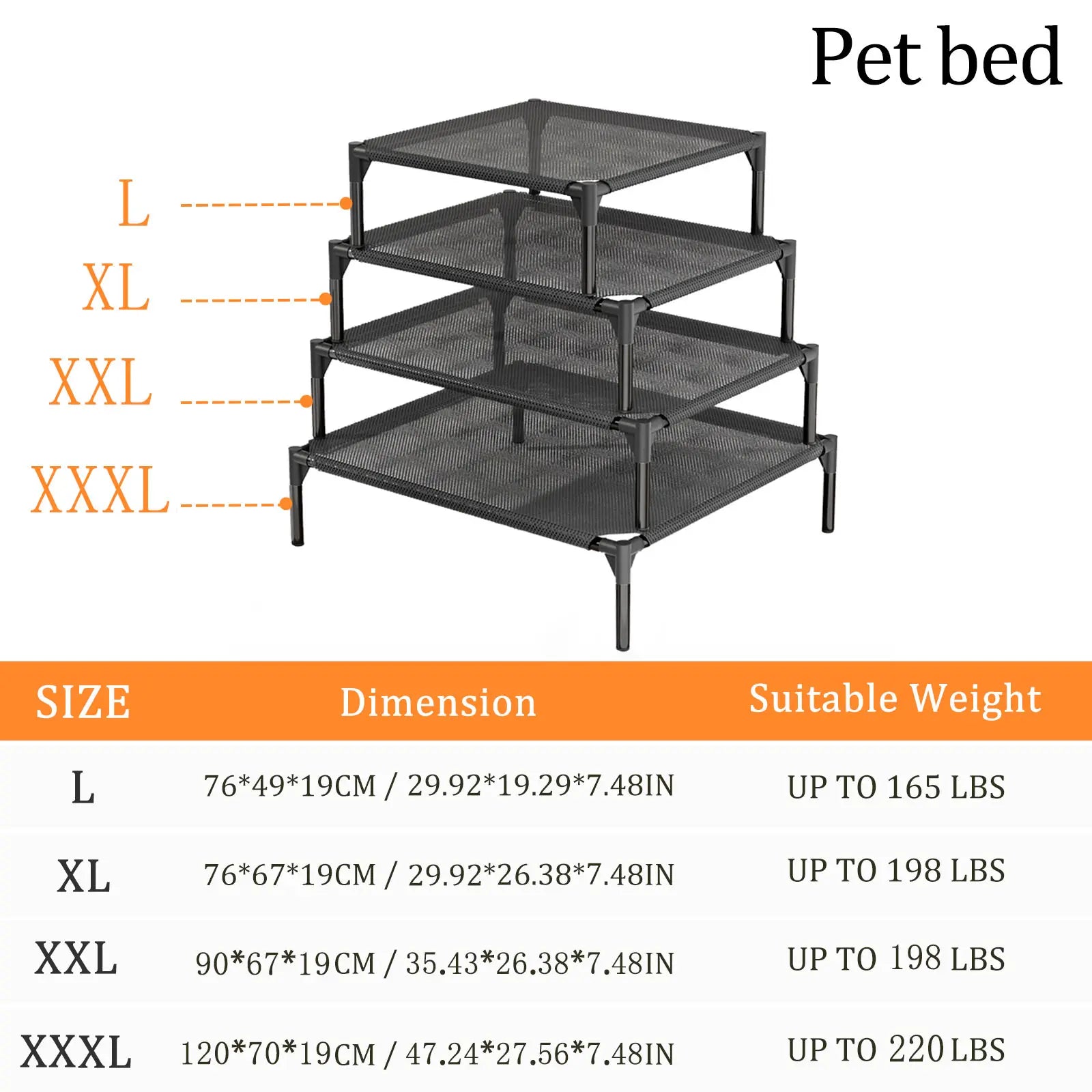 Suitable for Medium and Large Dogs;Breathable Elevated Dog Bed, Portable Elevated Pet Hammock with Breathable Mesh Fabric and a Durable Frame; Outdoor Pet Accessory Mat with Washable Mesh and Metal Frame;Premium Installation for Summer Ambiance
