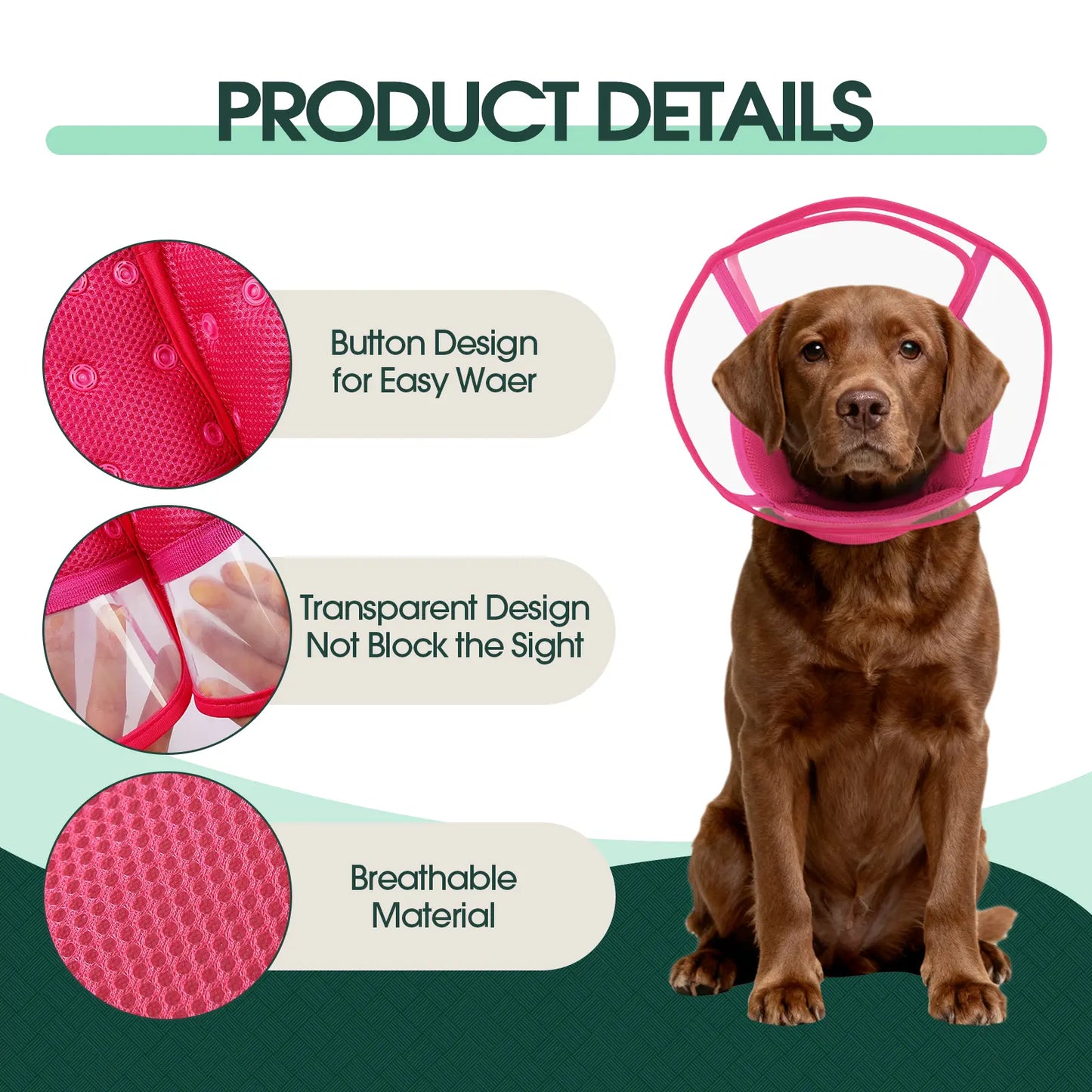 Kuoser Small Dog Cone Collar after Surgery, Soft Cone for Dogs to Stop Licking, Breathable Pet Recovery Collar Comfortable Elizabethan Collars, Adjustable Protective Dog Cones for Small Medium Large Dogs