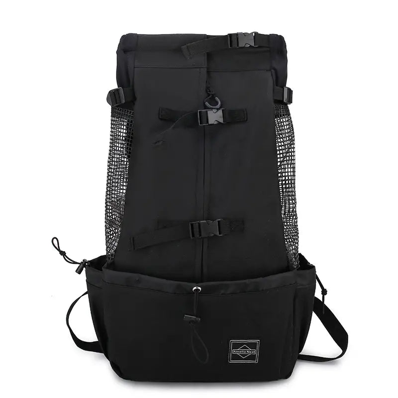 Pet Dog Double-Shoulder Carrier Backpack, Portable Polyester Animal Carrier Travel Bag for Dogs, Available in Red Blue Gray Black, S M L XL Sizes (80 Capacity)
