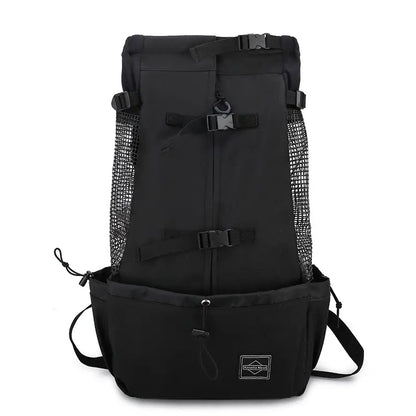 Pet Dog Double-Shoulder Carrier Backpack, Portable Polyester Animal Carrier Travel Bag for Dogs, Available in Red Blue Gray Black, S M L XL Sizes (80 Capacity)