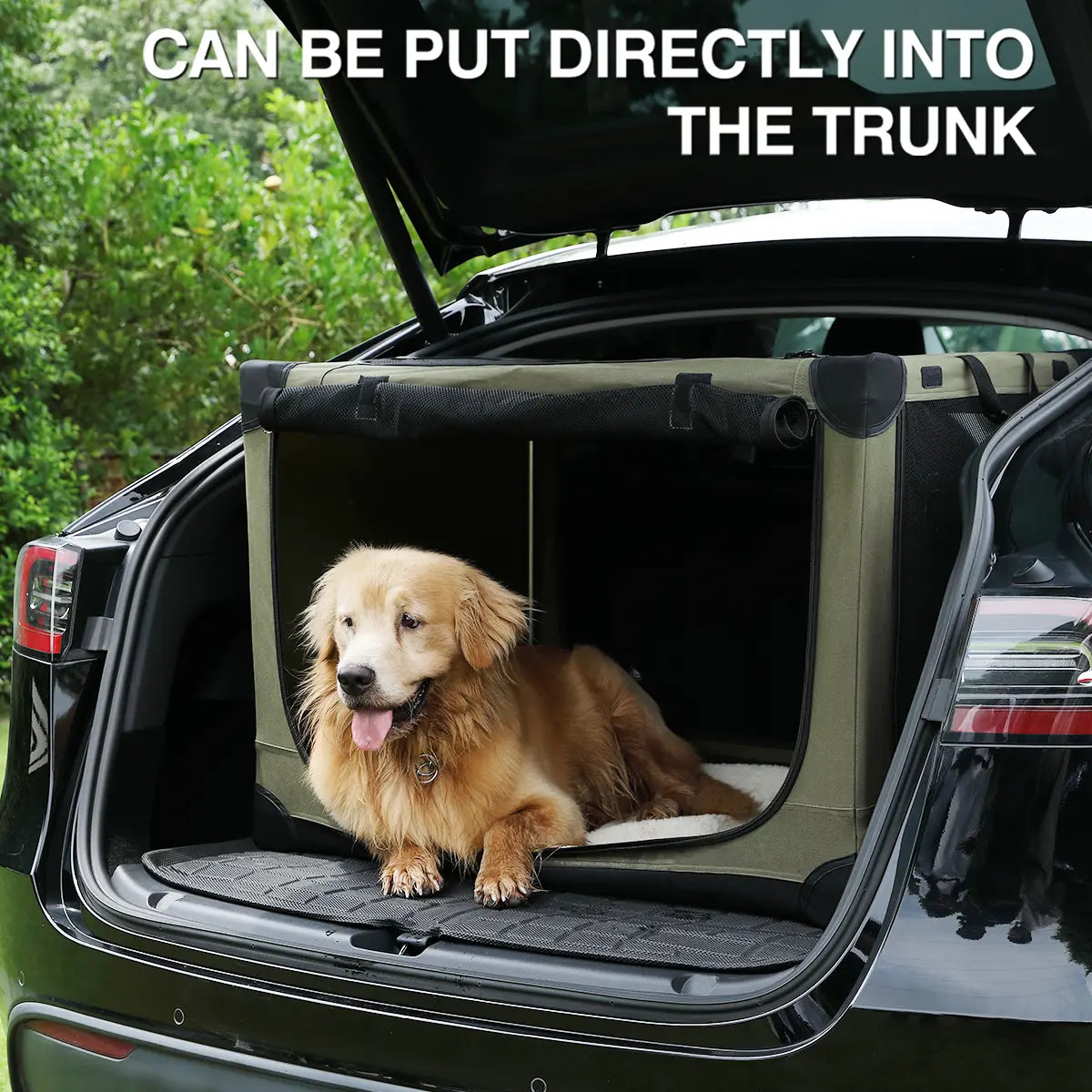 Collapsible Travel Dog Crate, Portable Soft Dog Kennel for Medium Large Dogs up to 60 Lbs, 4-Door Foldable Travel Crate with Durable Mesh & Storage Bag Green/Black/Grey