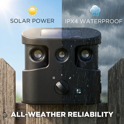 180° Solar Dog Barking Control Device-Outdoor anti Barking Device for All Dog Breeds, Humane No-Bark Trainer, IPX4 Waterproof, Ultrasonic Dog Barking Deterrent with APP Data Report, Dual Speakers & Adjustable Frequency, Dog Accessories