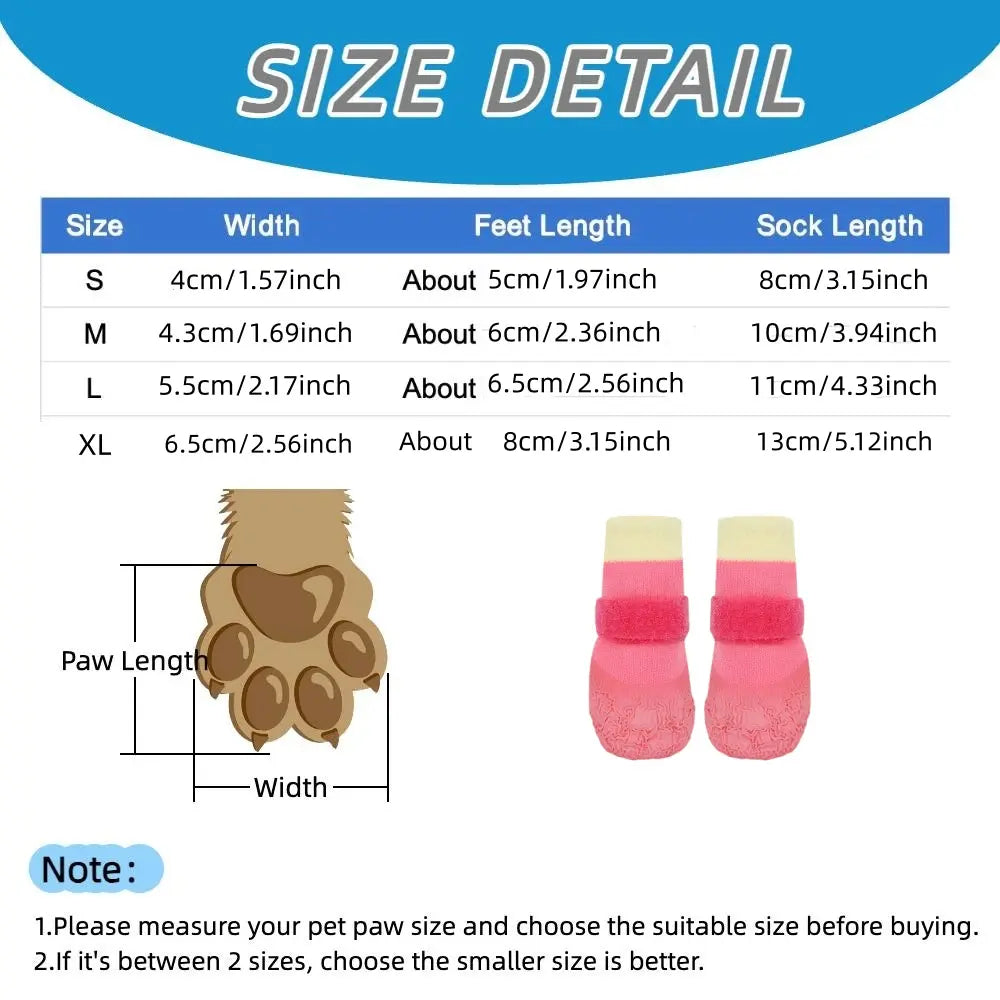 All-Season Pet Shoes Waterproof Socks, Dog Rain Boots Anti-Slip Durable, Outdoor Sports Puppy Foot Covers, Soft Sole Wear-Resistant, 4 Pairs