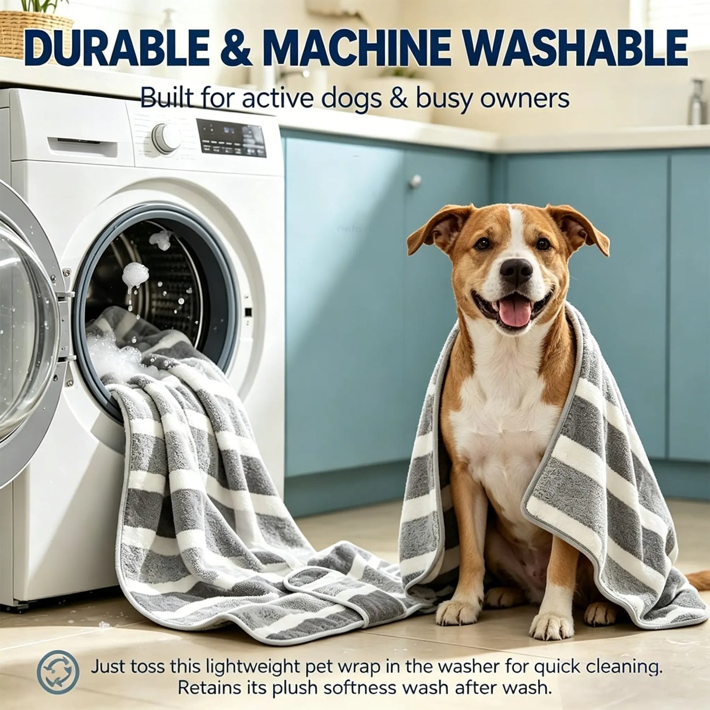 Quick Dry Dog Bathrobe, Super Absorbent Pet Towel Wrap for after Bath, Soft Warm Dog Robe for Small Medium Large Dogs, Fast Drying Dog Drying Coat Cat Bathing Grooming Bag