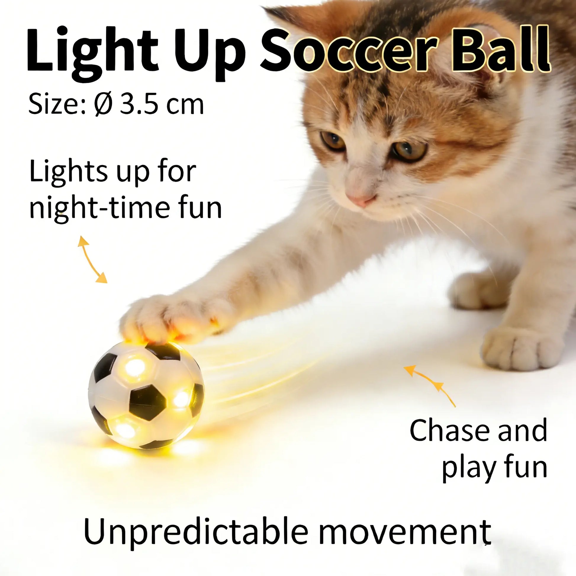 FIFA World Cup Official Licensed Pet Toys Interactive Cat Chase Toy Indoor Flash Moving Ball Random Rolling Light up Soccer Ball