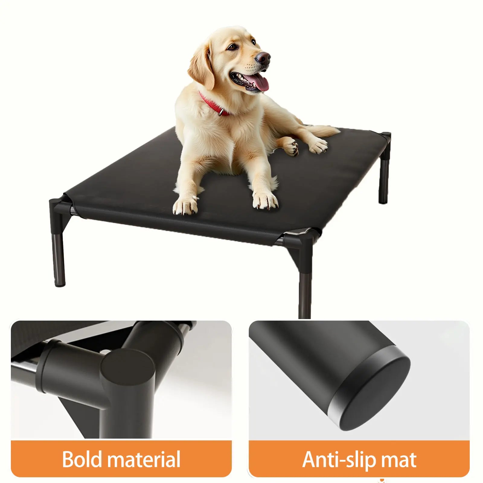 Suitable for Medium and Large Dogs;Breathable Elevated Dog Bed, Portable Elevated Pet Hammock with Breathable Mesh Fabric and a Durable Frame; Outdoor Pet Accessory Mat with Washable Mesh and Metal Frame;Premium Installation for Summer Ambiance
