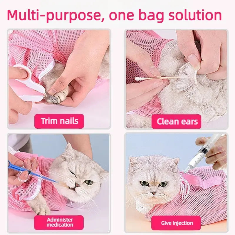 Third Generation Upgrade Cat Bath Bag, Pet Grooming Tool, Secure Dog & Cat Bathing Bag, Nail Trimming, Beauty, Medication Administration