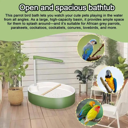 Automatic Bird Bath with Pump - Circulating Fountain, Large Grooming Shower for Small Pet Birds (Parakeets, Conures)