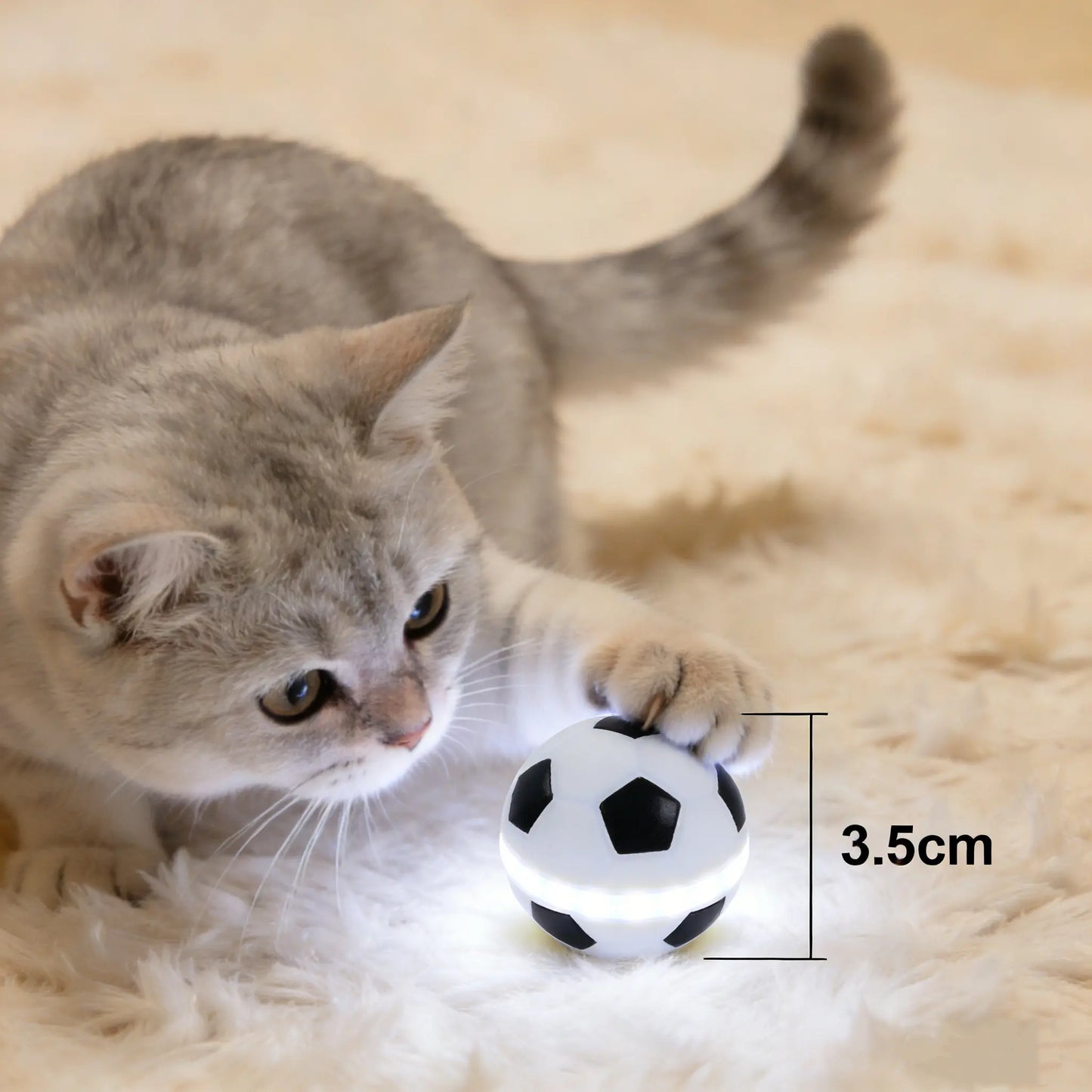 FIFA World Cup Official Licensed Pet Toys Interactive Cat Chase Toy Indoor Flash Moving Ball Random Rolling Light up Soccer Ball