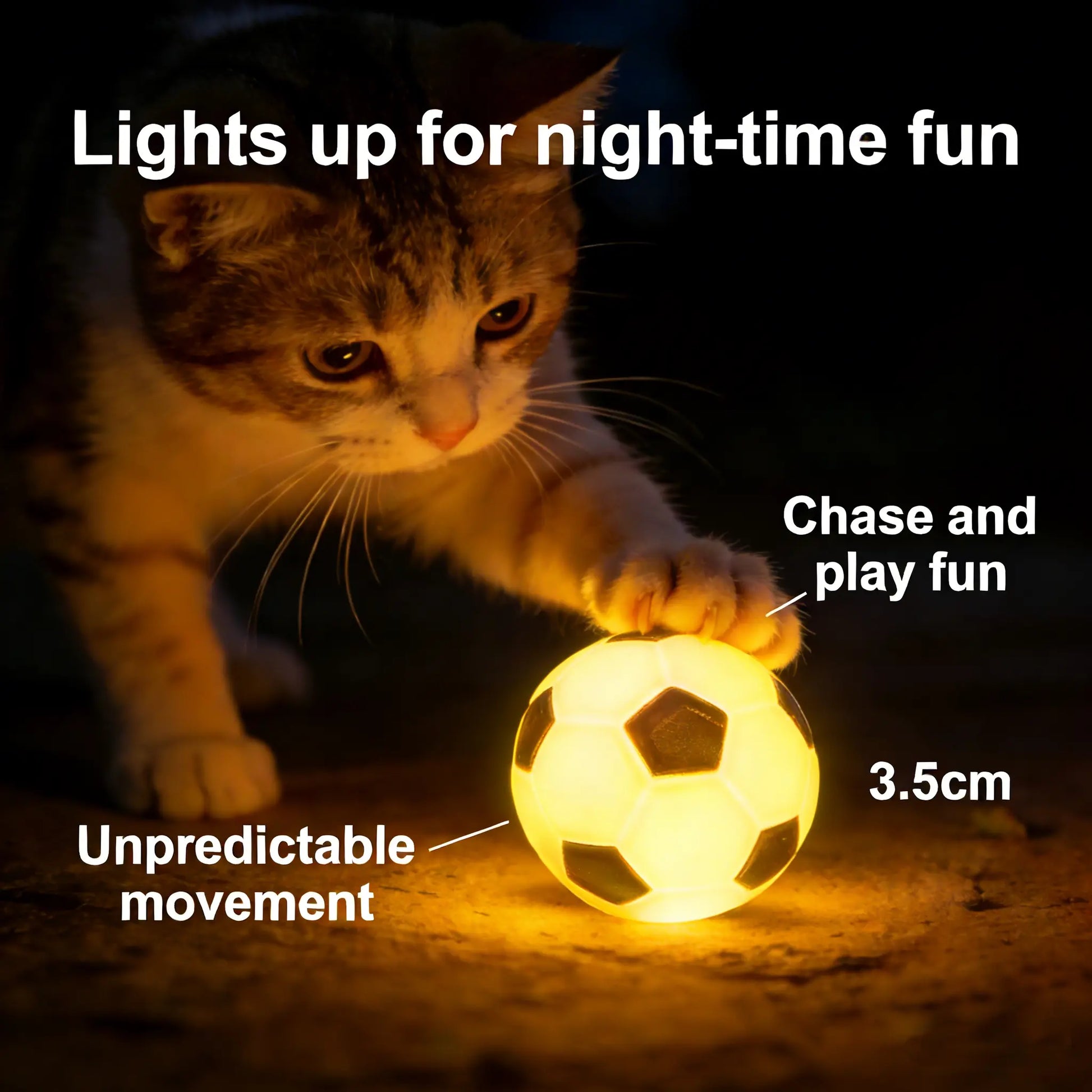 FIFA World Cup Official Licensed Pet Toys Interactive Cat Chase Toy Indoor Flash Moving Ball Random Rolling Light up Soccer Ball