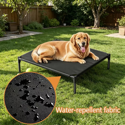 Suitable for Medium and Large Dogs;Breathable Elevated Dog Bed, Portable Elevated Pet Hammock with Breathable Mesh Fabric and a Durable Frame; Outdoor Pet Accessory Mat with Washable Mesh and Metal Frame;Premium Installation for Summer Ambiance