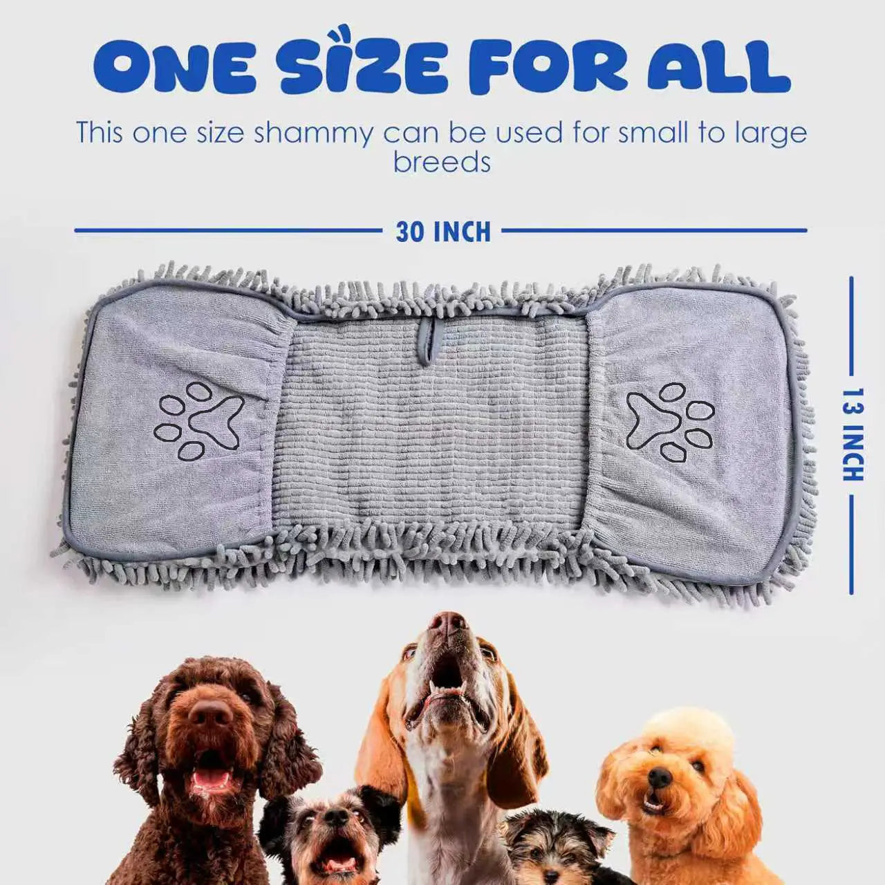 Absorbent Dog Towel, Microfiber Quick Drying Towel Machine Washable with Hand Pockets - Medium Large Dog 30 X 13'