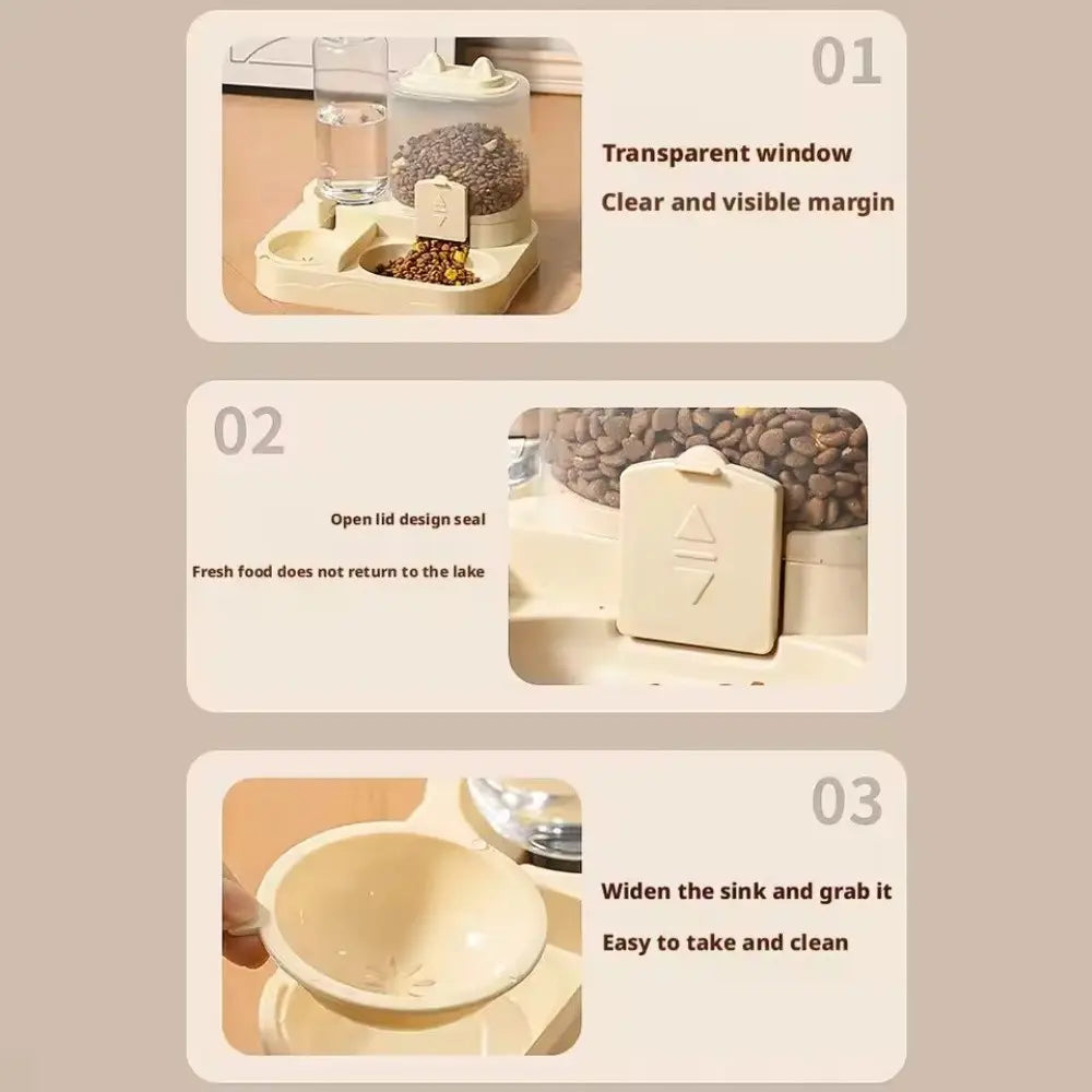 Automatic Cat Feeder and Water Dispenser Combo, Large Capacity Pet Food Storage Distributor, Essential Pet Supplies for Convenient Care