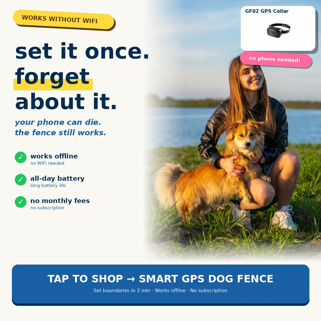GPS Wireless Dog Fence - No-Subscription Virtual Containment System with Customizable Boundary, 2-In-1 Waterproof Rechargeable Training Tool for Medium & Large Dogs Outdoor Use