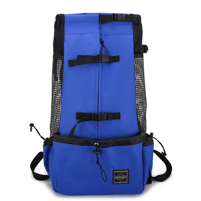 Pet Dog Double-Shoulder Carrier Backpack, Portable Polyester Animal Carrier Travel Bag for Dogs, Available in Red Blue Gray Black, S M L XL Sizes (80 Capacity)