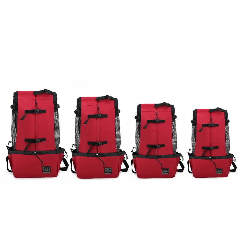 Pet Dog Double-Shoulder Carrier Backpack, Portable Polyester Animal Carrier Travel Bag for Dogs, Available in Red Blue Gray Black, S M L XL Sizes (80 Capacity)