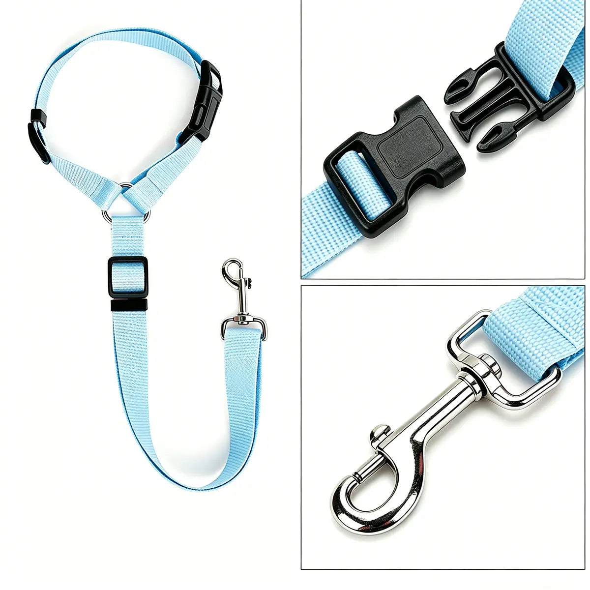 Dog Car Safety Harness Straps Sky Blue, Length Adjustable Pet Safety Leash for Suvs Cars Trucks, Universal Fit Pet Travel Accessory Dual LED Retractable Bite Resistant Inflatable Balls Set Chew Outdoor Interactive Bungee Toy