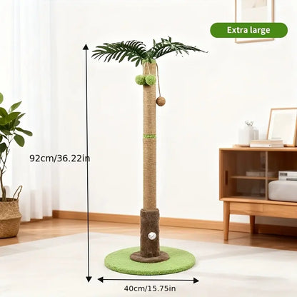 【Summervibes】2026 New Cat Scratching Post 36.22” Palm Tree Sisal Cat Tree Tower with Interactive Toys Stable Base Multi-Level Climber for Indoor Cats Small Space Use Cat Stuff for Indoor