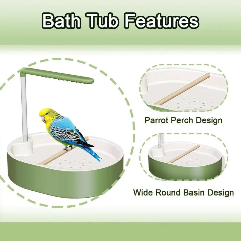 Automatic Bird Bath with Pump - Circulating Fountain, Large Grooming Shower for Small Pet Birds (Parakeets, Conures)